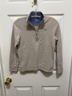 Vineyard Vines Boys Quarter-Zip Pullover Sweater - Taupe Size Small 8-10