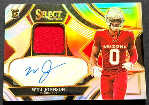 2025 Panini Select Will Johnson Rookie Memorabilia RC Jersey Prizm Auto #/249