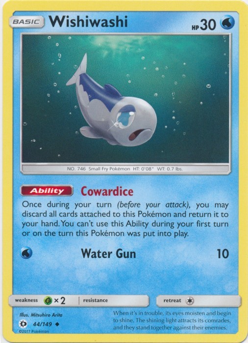 Wishiwashi - 44/149 - Uncommon - Sun and Moon Base Set - Near Mint