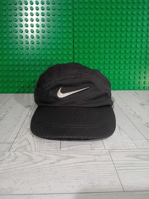 Vintage Nike Tailwind Mesh 5 Panel Hat Cap Mens Black Running Strapback 