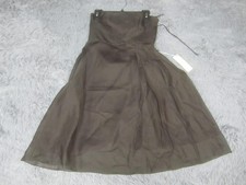 Ann Taylor Dress Womens 2 Brown Silk Strapless Fit & Flare Chiffon Knee Cocktail