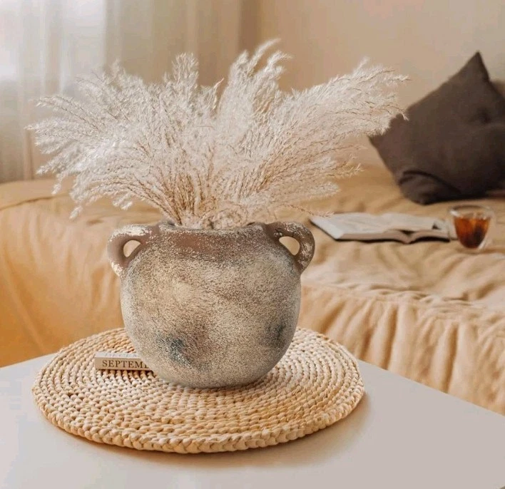 Jarrón rústico de cerámica para granja | Florero decorativo de terracota de cerámica de 6 pulgadas Foto 4 de 4