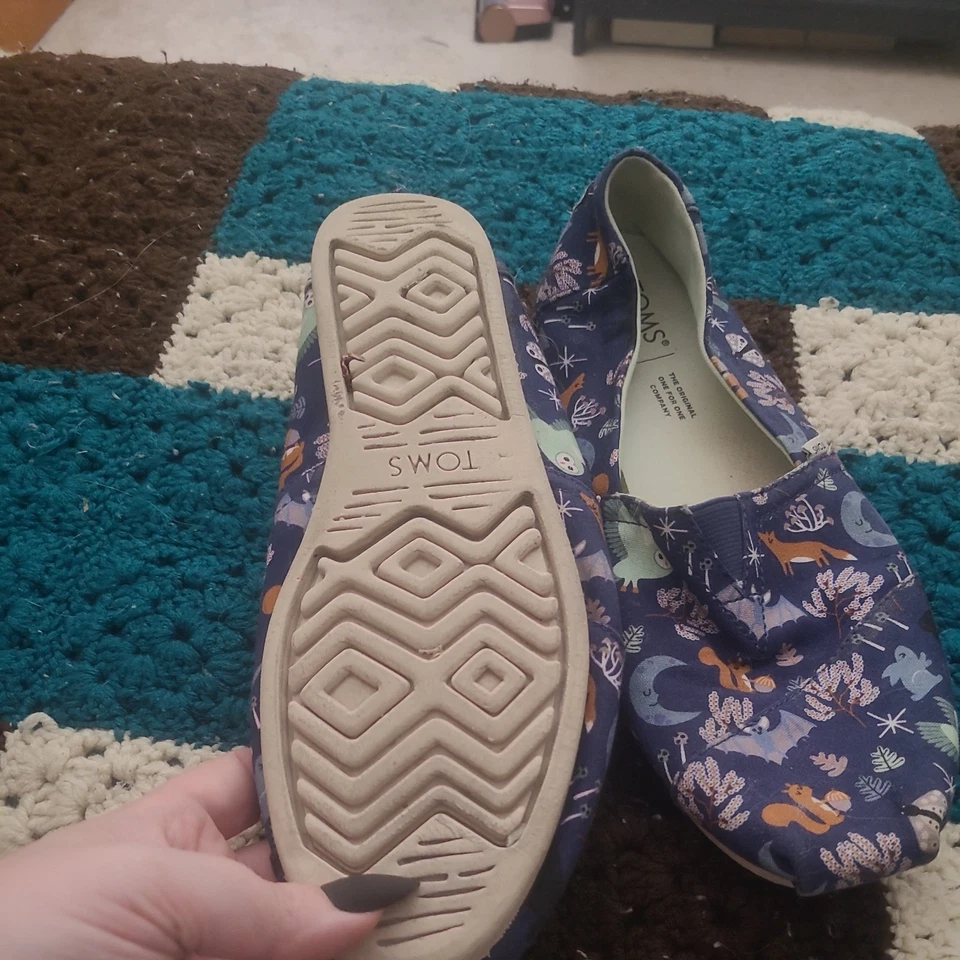 Туфли TOMS Twilight Blue Woodland Creatures Alpargata размер 9 синие животные сова лиса - Изображение 3 из 4
