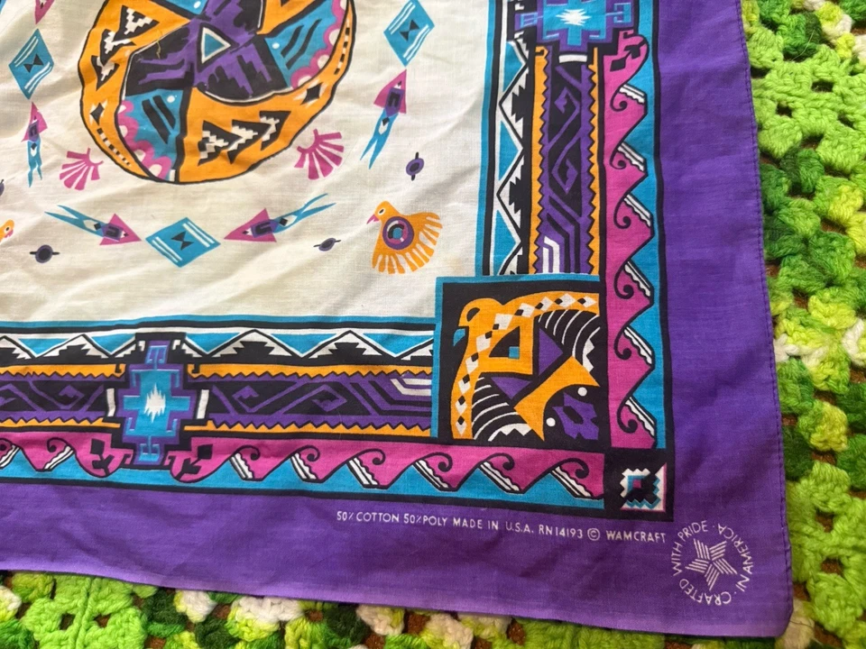 Pañuelo Bandana Vintage Wamcraft Retro SouthWestern Rockabilly Púrpura EE. UU. Foto 2 de 4
