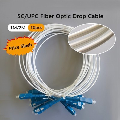 10pcs 1M/2M Indoor Drop Cable Fiber Optic Patch Cord SC/UPC-SC/UPC  Simplex Core