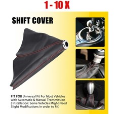 1-10pcs Black Pvc Stitch Manual Red Auto Shift Gear Shifter Knob Boot Cover Cap