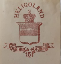 Timbre - Entier postal Heligoland - 3 farthings 5 Pfenning Marron