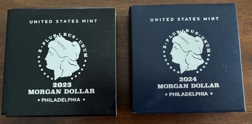 2023 P 2024 P Uncirculated Morgan Silver Dollars Lot of 2 OGP