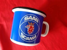 Saab Emaillebecher Tasse Mug Kaffeetasse Becher 900 9000 99 95 96 9-3 9-5 Sonett