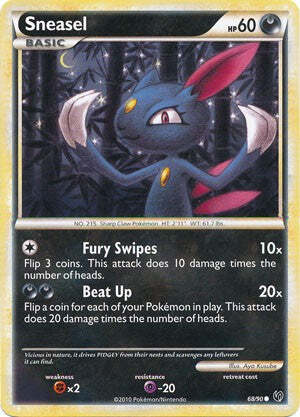 Pokemon Card HeartGold SoulSilver Undaunted 68/90 Sneasel
