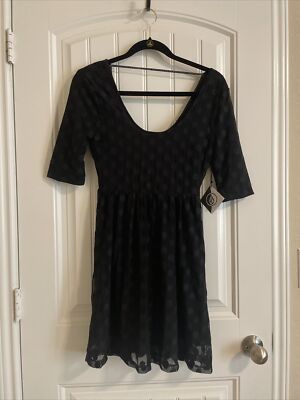 Volcom  Let It Roll  Black Polka Dot Dress Size SMALL NWT