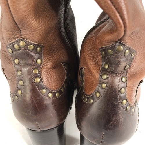 Matisse Boots Woman 6M Brown Cowboy Side Zipper Studded Western Boho Brazil - Picture 5 of 24