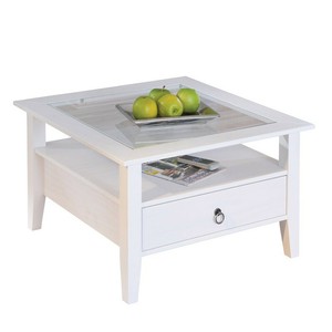 Paris Prix - Table Basse En Pin Massif "abigael" 75cm Blanc
