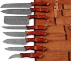 Custom Made Damascus Steel Professional Kitchen Knife set with roll bag-1007-7PR