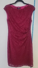 Chaps Pink Floral Lace Slip Sleeveless Sheath Dress Size 6 Midi Fringe NWT 