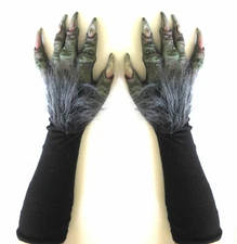 Troll Witch Monster Green Claws Hands Scary Adult Halloween Costume Gloves