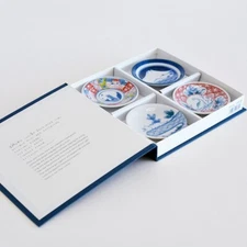 Mino Pottery Edokko Dinosaurs Shiawase Small Plates 4pcs Set Made in Japan New!