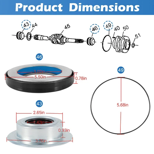 LABLT Front Axle Seal Kit Dana Spicer For 2005-19 Ford F250 F350 F450 Super Duty - Picture 8 of 10