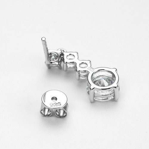 2.6cttw D VVS1 Round Cut Moissanite Drop Dangle Earrings 925 Sterling Silver GRA - Picture 9 of 19