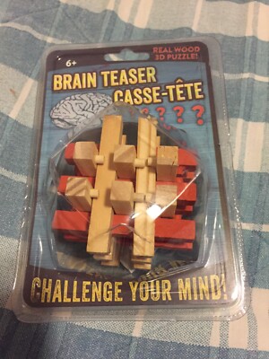 Brain Teaser Real Wood 3D Puzzle, Brand New & Sealed Nice !!