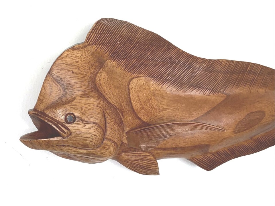 MAHI WALL MOUNT HAND CARVED WOOD ART HOME DECOR FISH TIKI BAR eBay