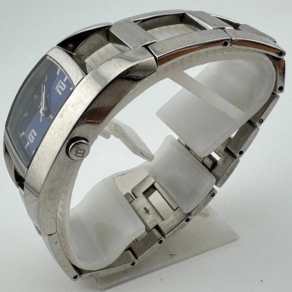 VTG Breil Tribe Quartz Watch Women 30m Silver Steel Blue Barrel New Battery 6.5" Foto 4 de 4