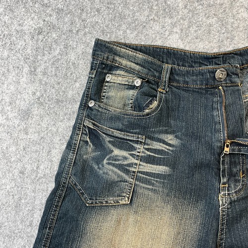 Pantalones Cortos Denim Vintage W36 Sueltos Tribales Bordados Llamas Urban Y2K Gráfico Patinador - Imagen 3 de 12