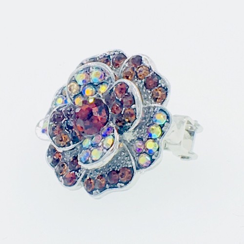 ROSE Magnet Hair Clip Rhinestone Crystal Hairpin mini Barrette Flower Brown 1-4 - Picture 2 of 7