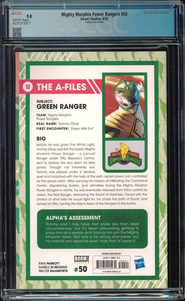Mighty Morphin Power Rangers #50 1:25 variant CGC 9.8 Green Ranger ...