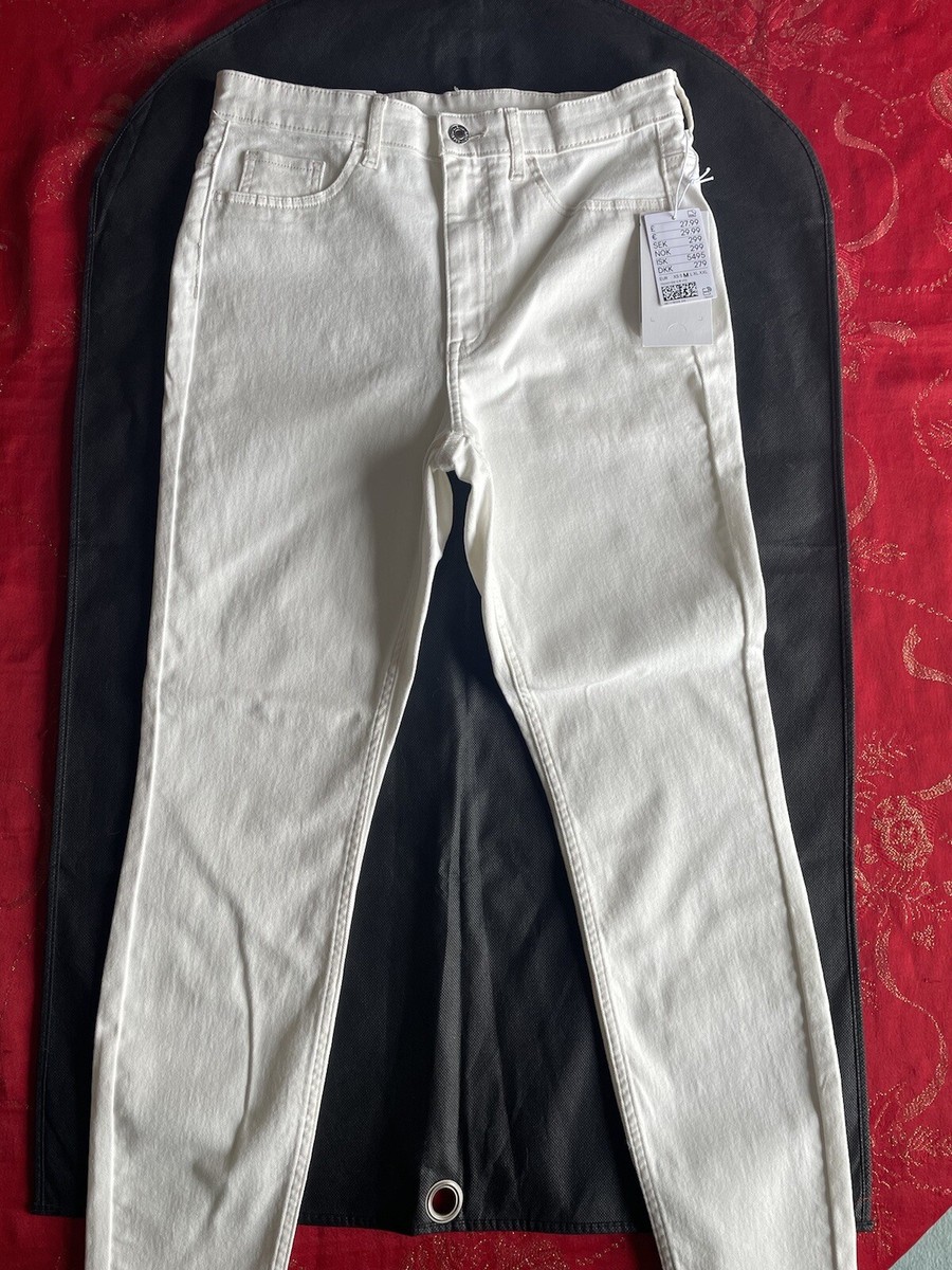 H&M White Skinny Fit Ultra High Waist Jeggings Size: Medium (New