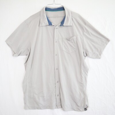 Outdoor Research Shirt Mens XL Casual Knit Pocket Button Up Beige Short Sleeve