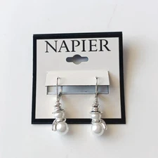 New Napier Faux Pearl Drop Earrings Gift Fashion Women Party Holiday Jewelry