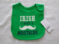 Irish I Had A Mustache St. Patrick  s Day Bib CARTER's Baby One Size New