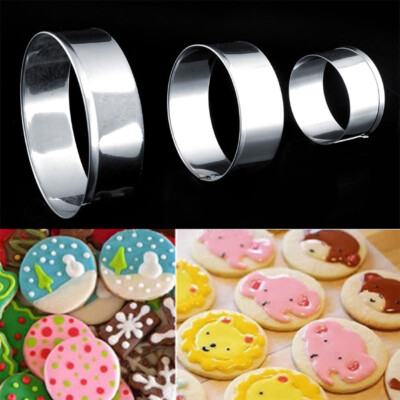 3pcs/set stainless steel round circle shaped cookie cutter biscuit pastry^^i
