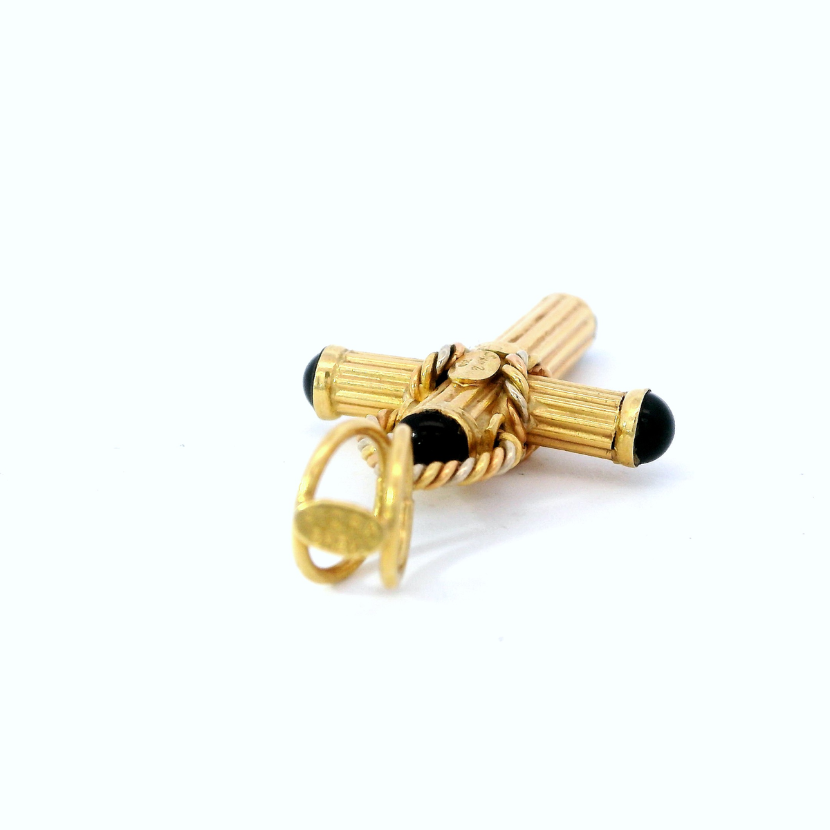 Vintage Italian Sidra Brev 18K Yellow Gold Black Onyx End Vintage Italian Sidra Brev 18K Yellow Gold Black Onyx End