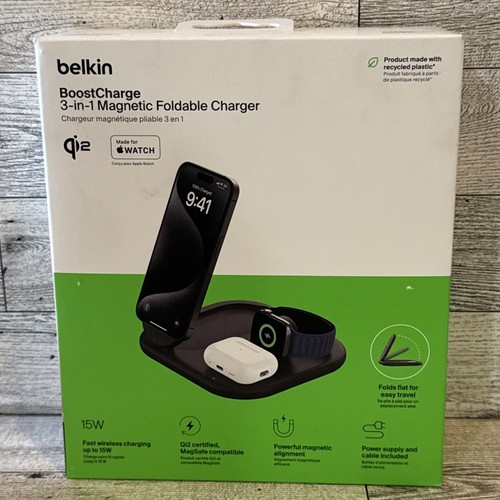 Belkin MagSafe Charger Compatible 3-in-1 Magnetic Foldable Charger 15W - 第 1/3 張圖片