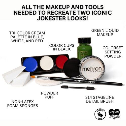 Mehron Evil Joker J Character Villian Professional Make Up Costume Kit KMP-EJ - Picture 5 of 5