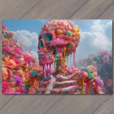 Art Print Strange Weird Creepy Flower Skeleton Unreal Halloween Unusual Colorful