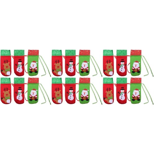 3 Count Christmas Decoration Gift Elder Decorative Bottle Cover Bag for