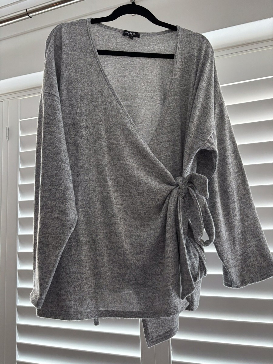 Simply Be Grey Wrap Cardigan Jumper Size 22 UK