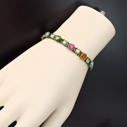 Michal Negrin Bracelet Roses Colorful 3D Enamel AB Crystals Shabby Sick Romantic - Picture 13 of 22