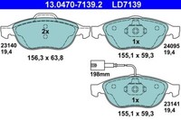 ATE 13.0470-7139.2 Bremsbelagsatz, Scheibenbremse FüR Alfa Romeo Lancia