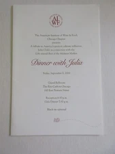 2000 AIWF Dinner with Julia Childs Menu Ritz-Carlton Chicago IL