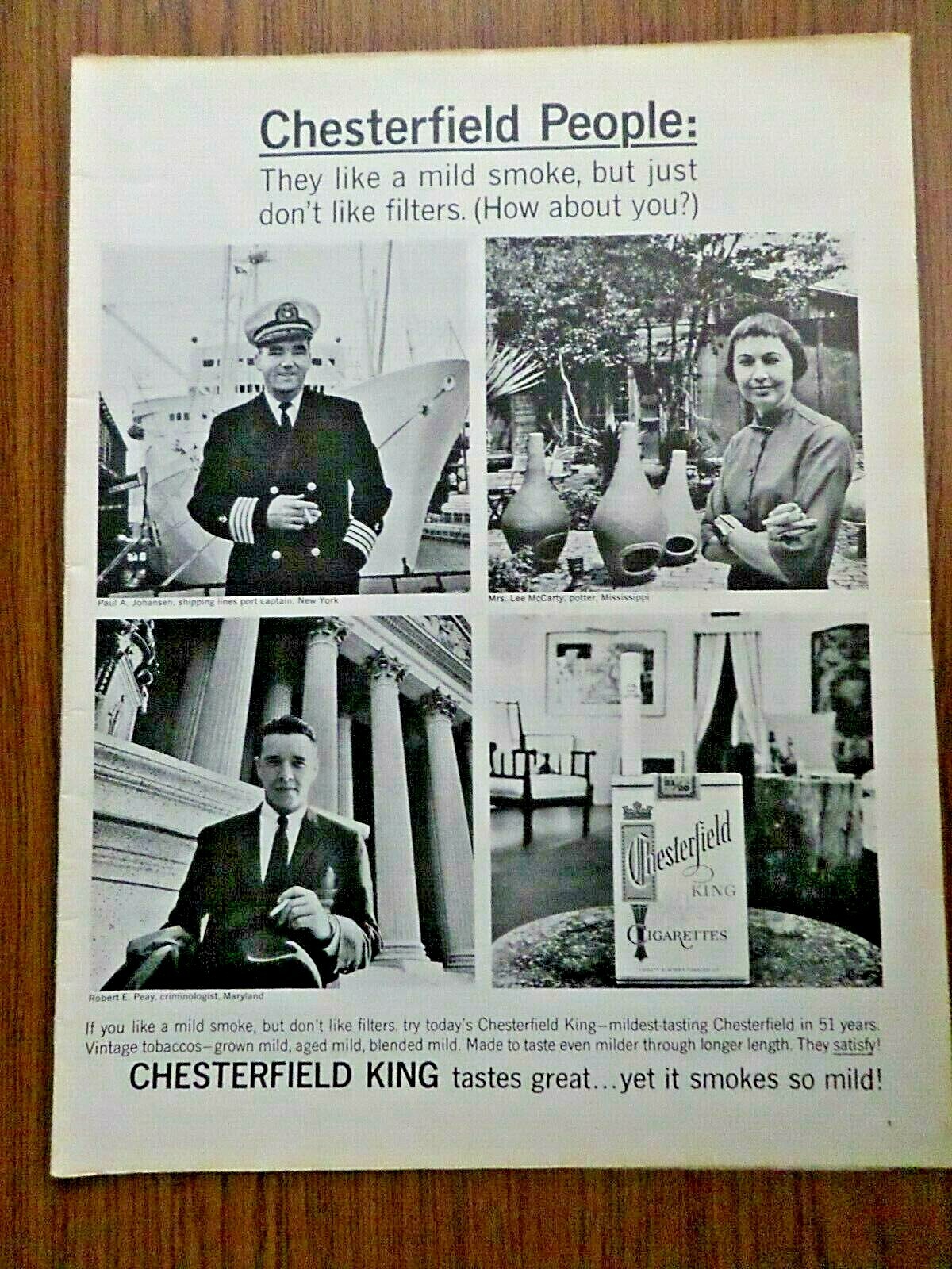 1964 Chesterfield Cigarette People Ad Johansen Mccarty Peay Ebay