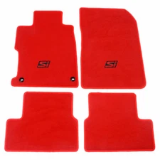 Fit 12-15 Honda Civic 2DR Coupe Red Nylon Floor Mats Carpets Non Slip w/ Red SI