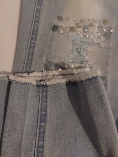 Girls Justice Mid Rise Jeggings sz 10 Denim Distressed Freyed Hem- NEW Lt. Wash - Picture 3 of 9