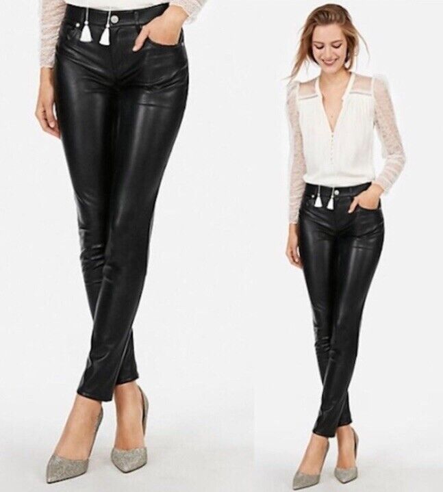 Max 45% OFF NEW Express High Rise Stretch Leather Leggings Ankle Black Outlet ☆ Free Shipping Pants