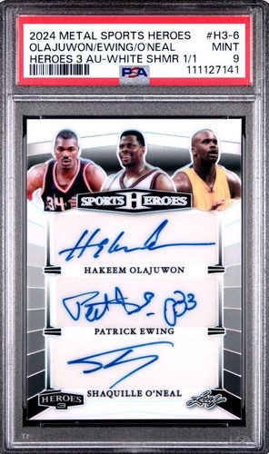 2024 Leaf Metal 1/1 Auto Hakeem Olajuwon Patrick Ewing Shaquille O'Neal Shimmer