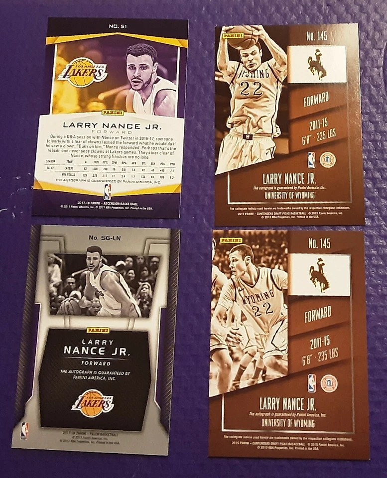 (4) 2015 2017-18 PANINI PRIZM, 17/25, DRFT TIC REF LARRY NANCE JR PELICANS AUTO - Imagem 3 de 4