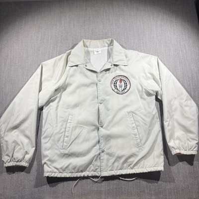 #ad Vintage Troy State Dothan Jacket Mens Large White NCAA College Auburn Sportswear $29.15